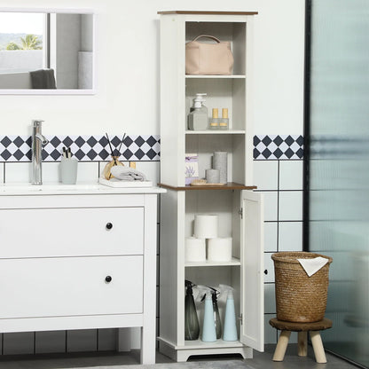 kleankin Slim Bathroom Storage Cabinet Freestanding Linen Tower