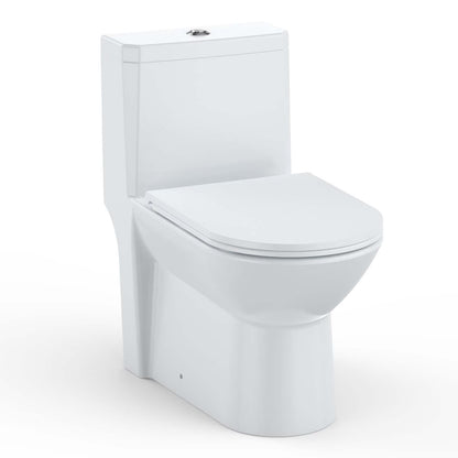 White One-Piece Elongated Toilet for Bathroom - Water Efficient
