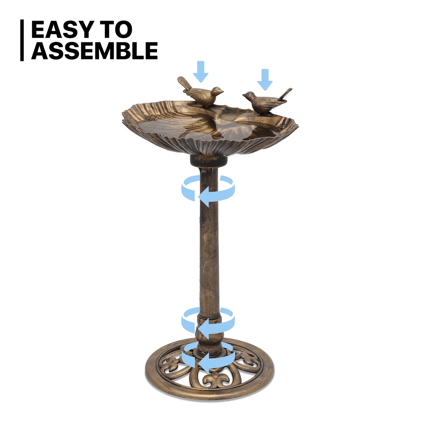 MoNiBloom Outdoor Pedestal Bird Bath with Solar Pumb, for Garden Patio Backyard Décor, Bronze