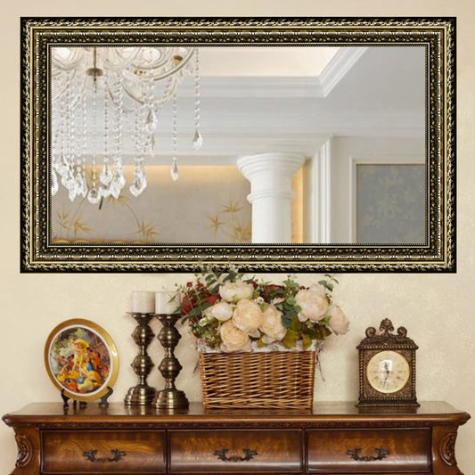 H-A Black&Gold Framed Rectangle Bathroom Mirrors for Wall,Wall Mounted Vintage Mirror Vertical or Horizontal Hanging for Living Room,Bedroom (40''x24''Vintage)
