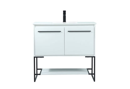 36 inch single bathroom vanity in white