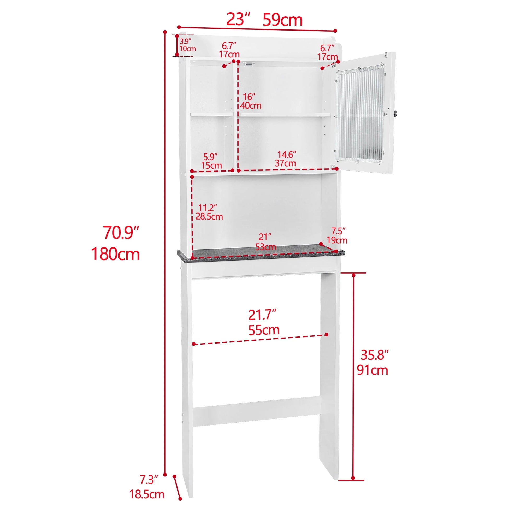 ZenSports Over The Toilet Storage Cabinet Organizer Bathroom Space Saver W/ Adjustable Shelves, White
