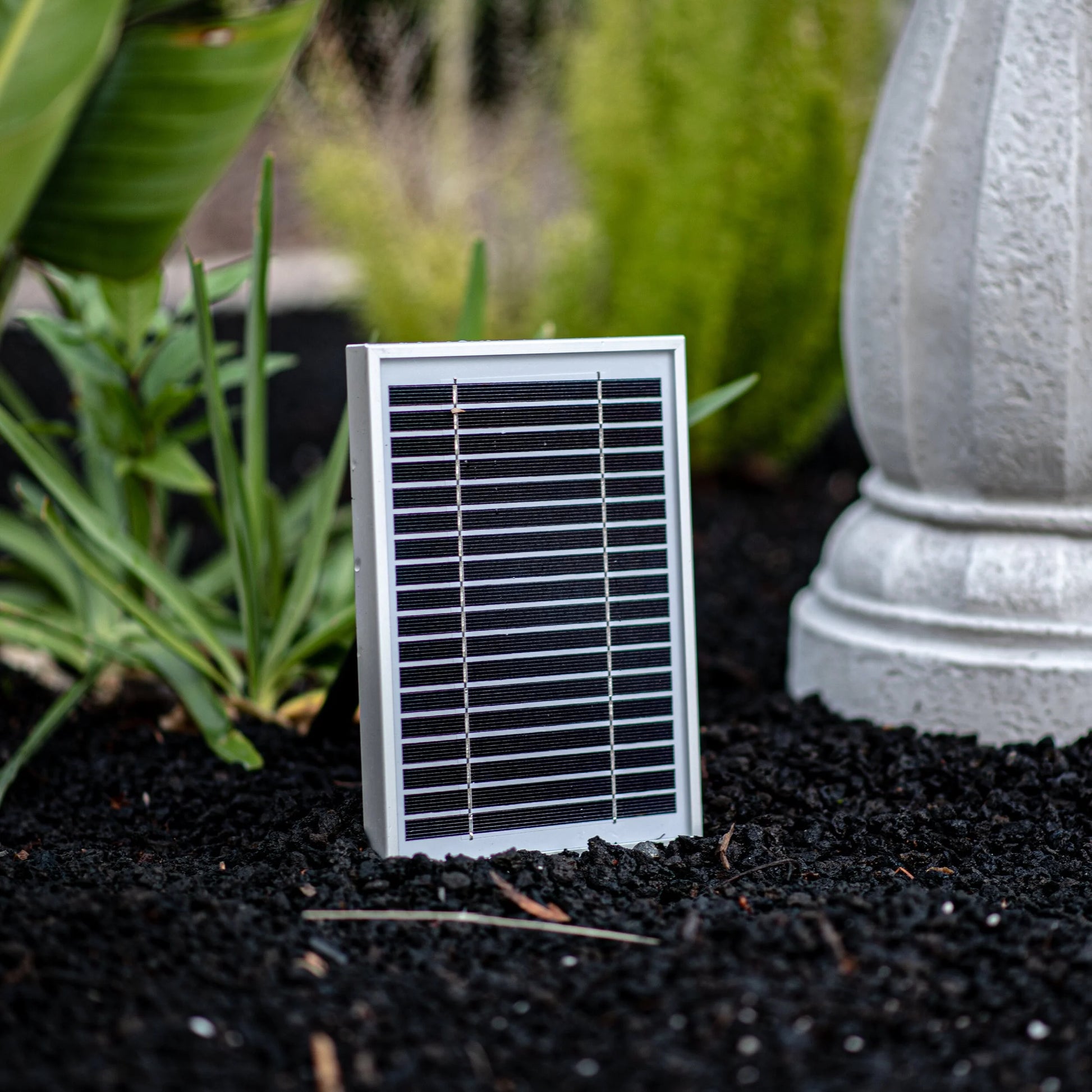 XBrand 44" H White Fiberglass/Resin 2-Tier Solar Water Fountain w/ Solar Panel and Auto-Shut Off Pump, Solar Garden Fountain, Tall Outdoor Fountain, Two Tiered Birdbath Fountain