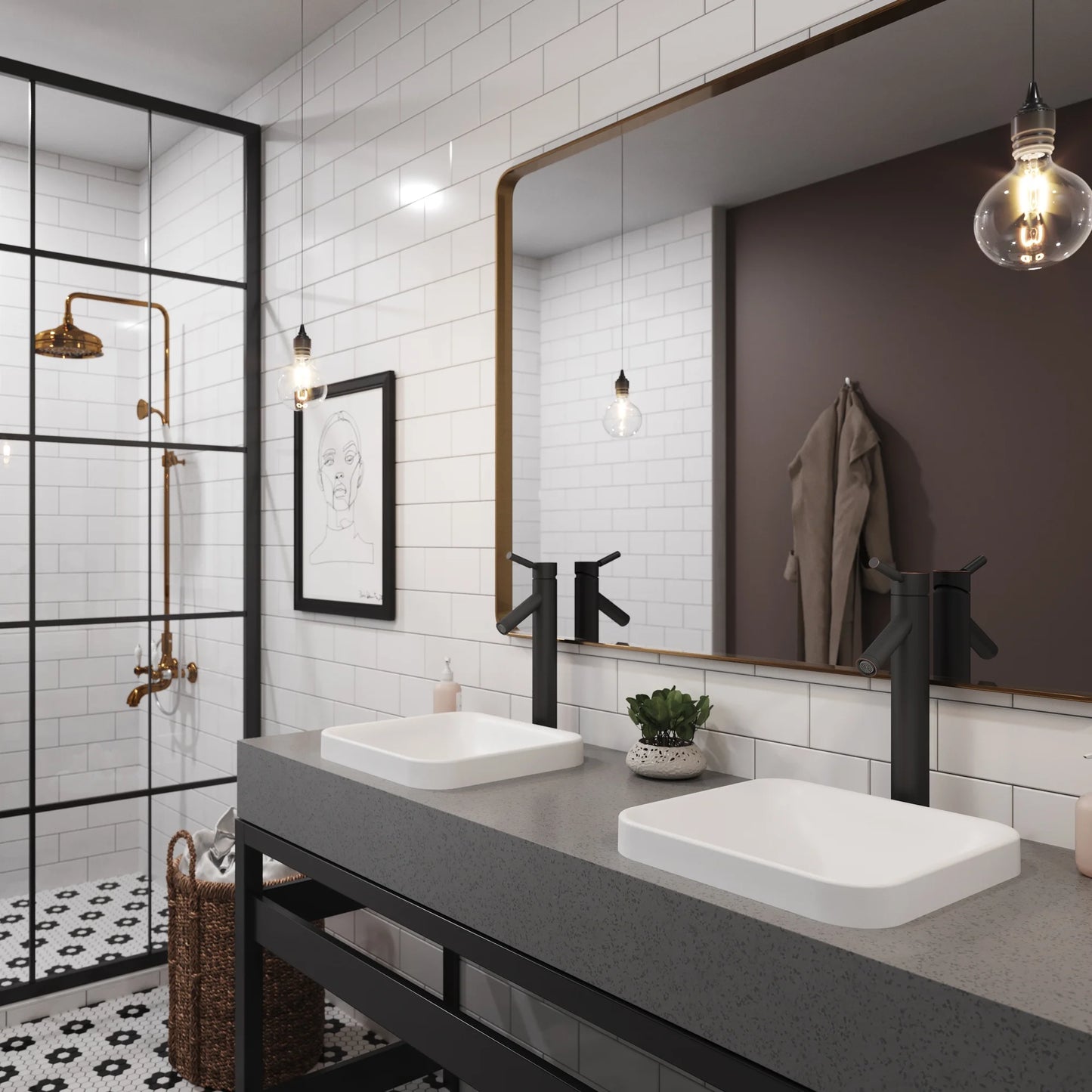 KRAUS Natura Square Semi-Recessed Composite Bathroom Sink with Matte Finish and Nano Coating in White
