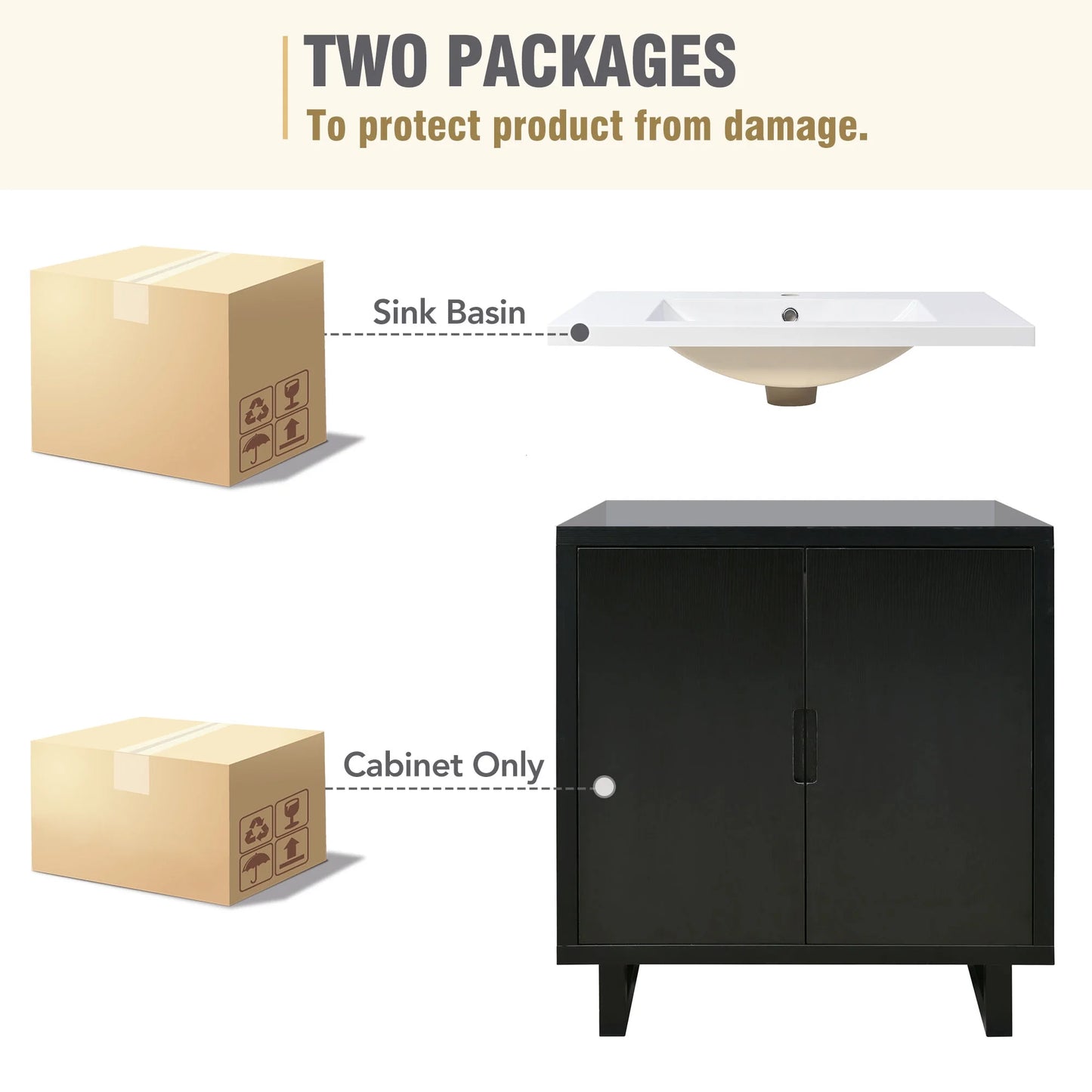 Harper & Bright Designs 30" Bathroom Vanity Set with Sink Combo Cabinet, Bathroom Vanity Storage Cabinet, Solid Wood Frame
