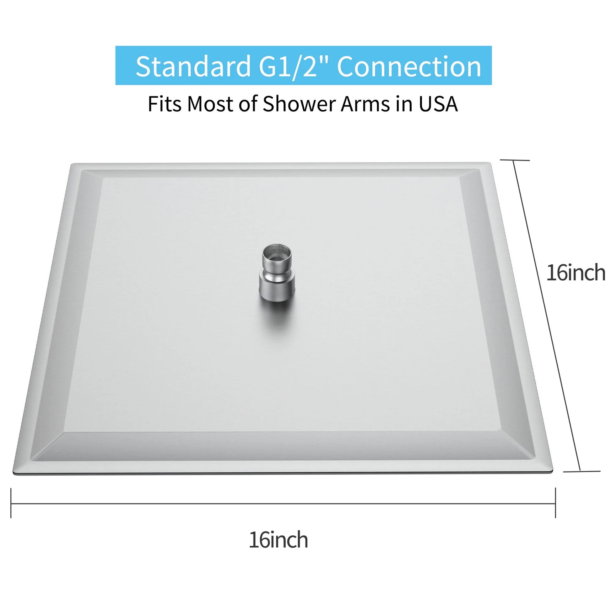 16 Inch Rain Shower Head,Square Ultra Thin 304 Stainless Steel High Pressure Shower Head,,Brushed Nickel Stainless Steel Bath Faucets Showers Shower Doors