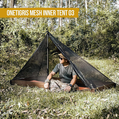 Ultralight 1 Person Mesh Teepee Tent with Waterproof Bathtub Floor for Camping Hiking Backpacking
