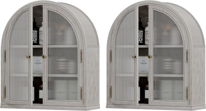 ANHDAH Arched Wall Cabinet Over Toilet, 2-Door Modern Medicine Storage with 2 Shelves. Space-Saving Mounted Organizer for Bathroom Towels & Cosmetics.