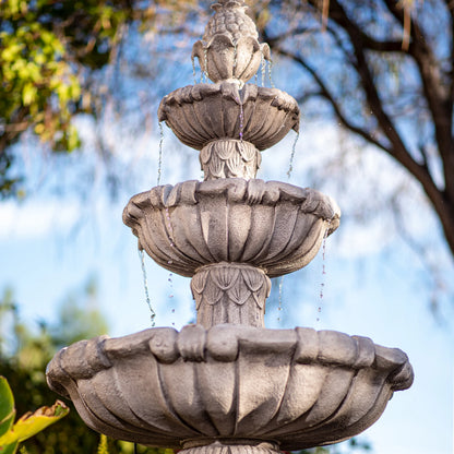 XBrand 58.3" 3-Tier Outdoor Freestanding Water Fountain - Classic Leaf Design, Gray Resin, Large Bird Bath with Pump - Ideal for Yard, Lawn and Garden, Porch Décor