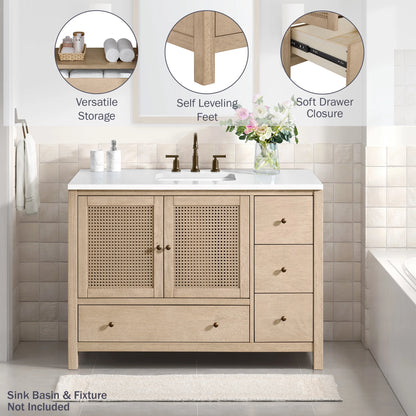 Alaterre Furniture Lucca 48 Inch Bathroom Vanity Without Sink (Natural)