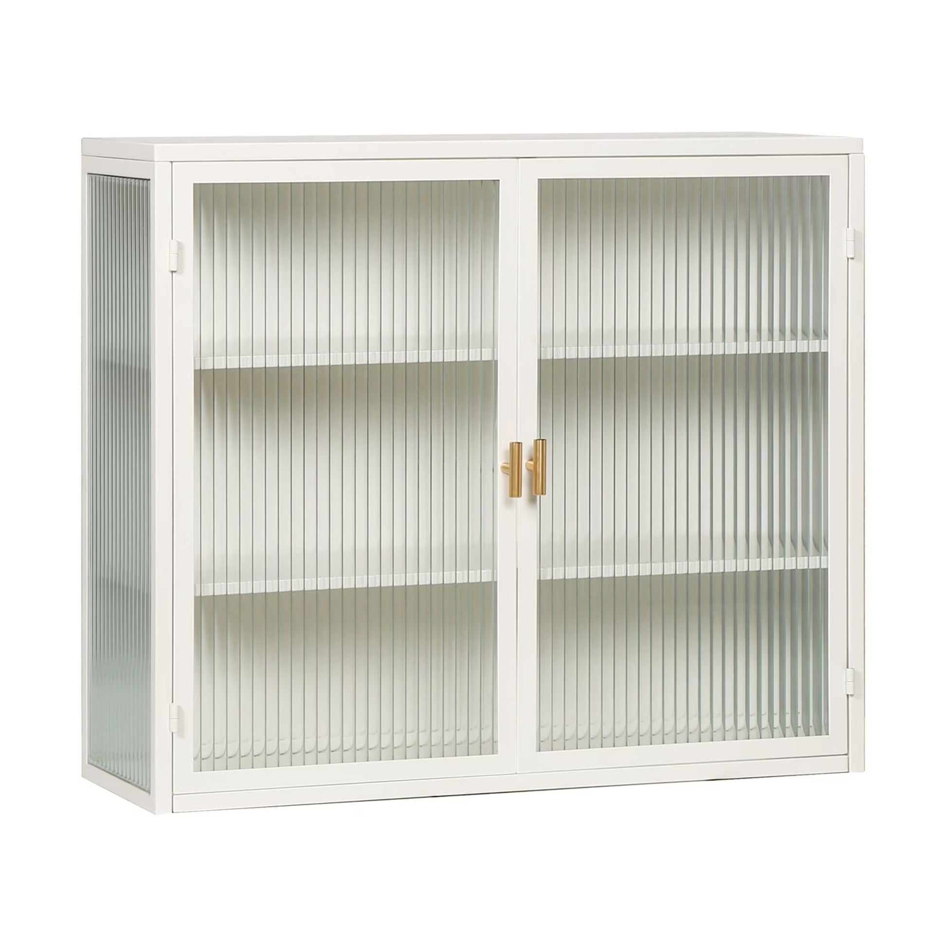 27.56"Modern Wall Cabinet with Glass Doors, Bathroom Cabinet with Featuring Three-tier Storage for Entryway Living Room, Bathroom or Dining Room, Mint Green