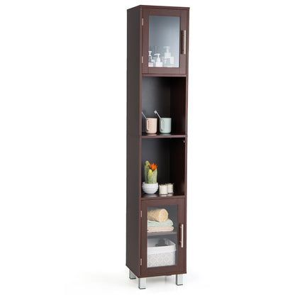 Costway 71'' Tall Tower Bathroom Storage Cabinet Organizer Display Shelves Bedroom Grey