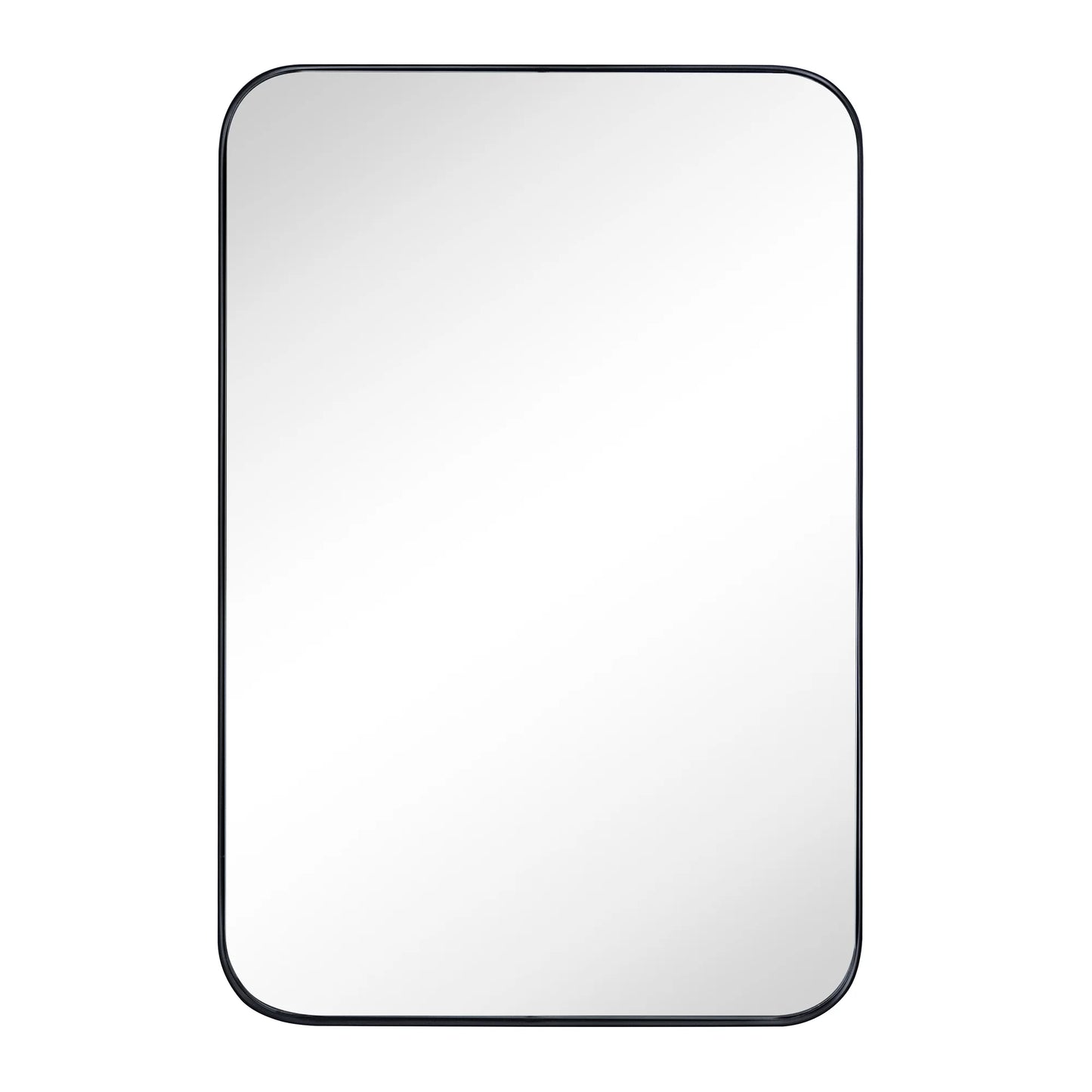 TEHOME Black Rectangle Recessed Bathroom Medicine Cabinet with Mirror Stainless Steel Metal Framed Rounded Rectangular Bathroom Cabinet with Mirror 16x24''