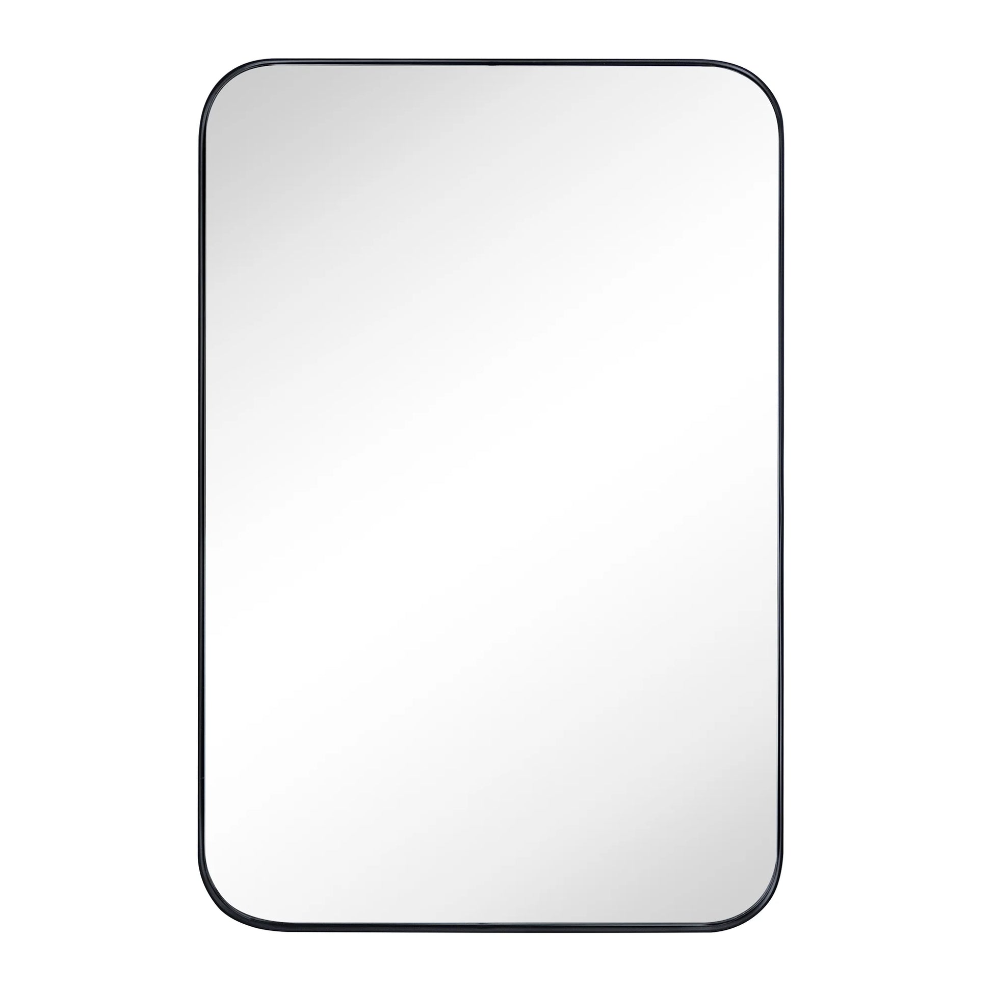 TEHOME Black Rectangle Recessed Bathroom Medicine Cabinet with Mirror Stainless Steel Metal Framed Rounded Rectangular Bathroom Cabinet with Mirror 16x24''