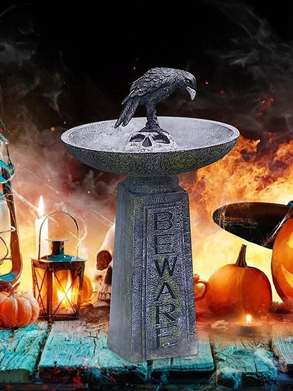 Huntermoon Garden Statue Sculpture Multi-Purpose Crows Black Halloween Home Decor Polyresin Bird Bath