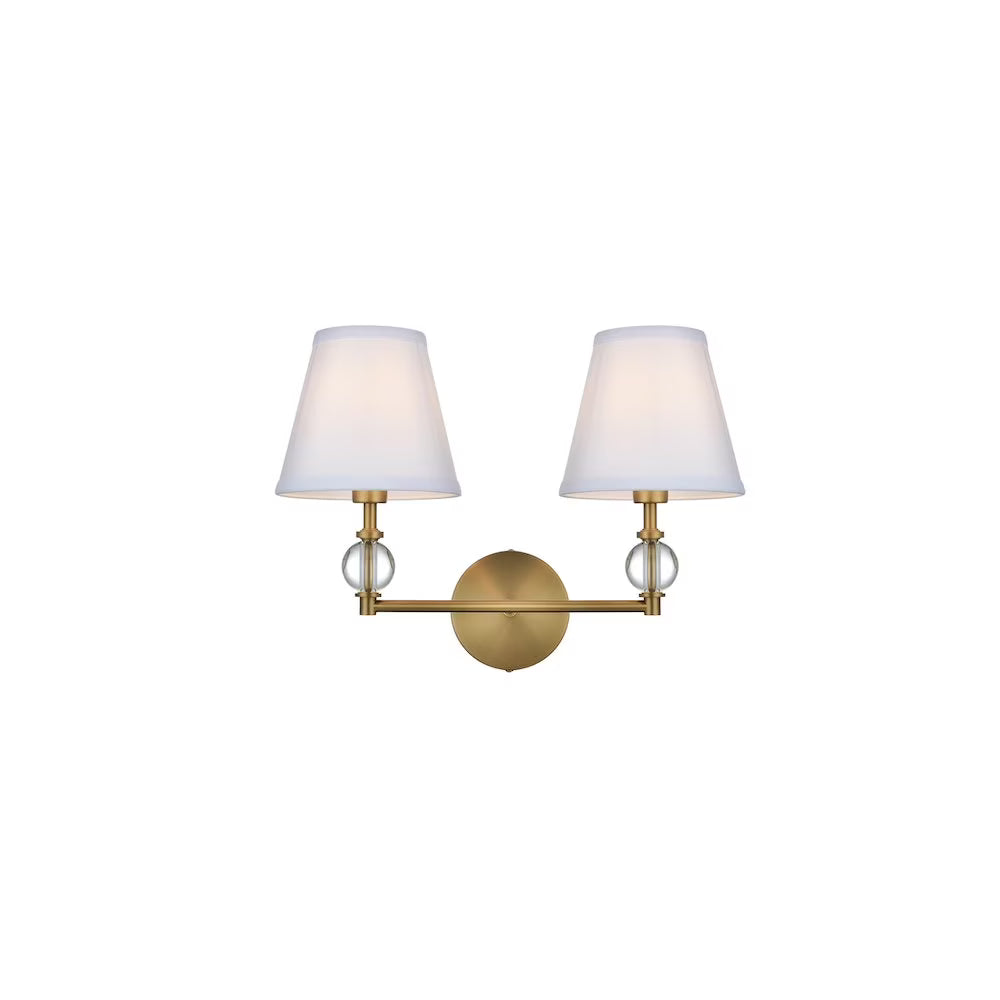 Bethany 2 lights bath sconce in black with white fabric shade