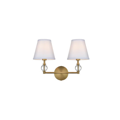 Bethany 2 lights bath sconce in black with white fabric shade