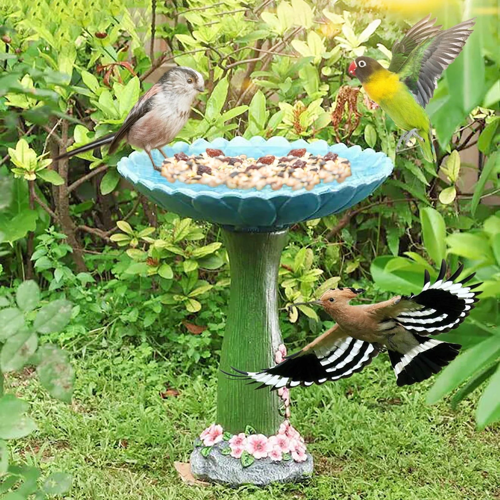 JeashCHAT Clearance Garden Decor Bird Feeder Resin Animal Statue Cute Rabbit Sculpture Ornament for Outdoor Indoor Yard Lawn, Bird Bath Accessory
