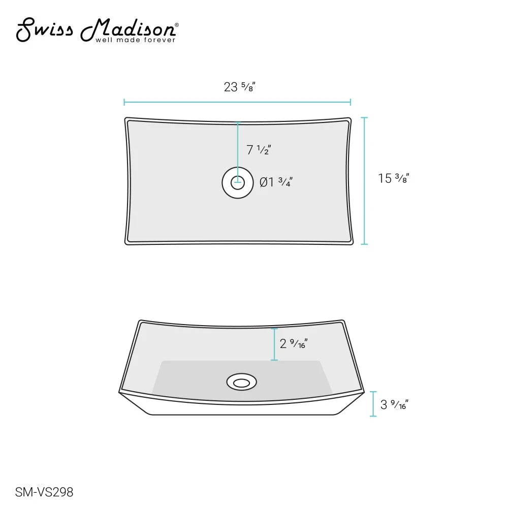 Annecy 23.5�?Rectangle Vessel Bathroom Sink