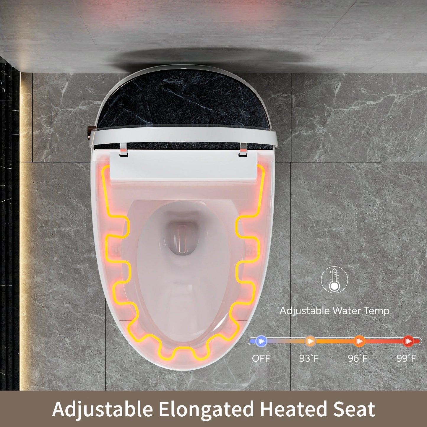 Casta Diva Smart Toilet, 12'' Rough in Elongated One Piece Ceramic Toilet with Bidet for Bathrooms