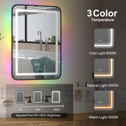 Hironpal Black Metal Framed Bathroom Mirror Medicine Cabinet Recess or Surface Mount Installation