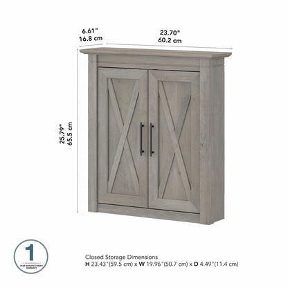 Bush Furniture Key West Bathroom Wall Cabinet with Doors in Driftwood Gray