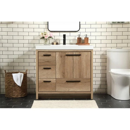 36 inch single bathroom vanity in natural oak