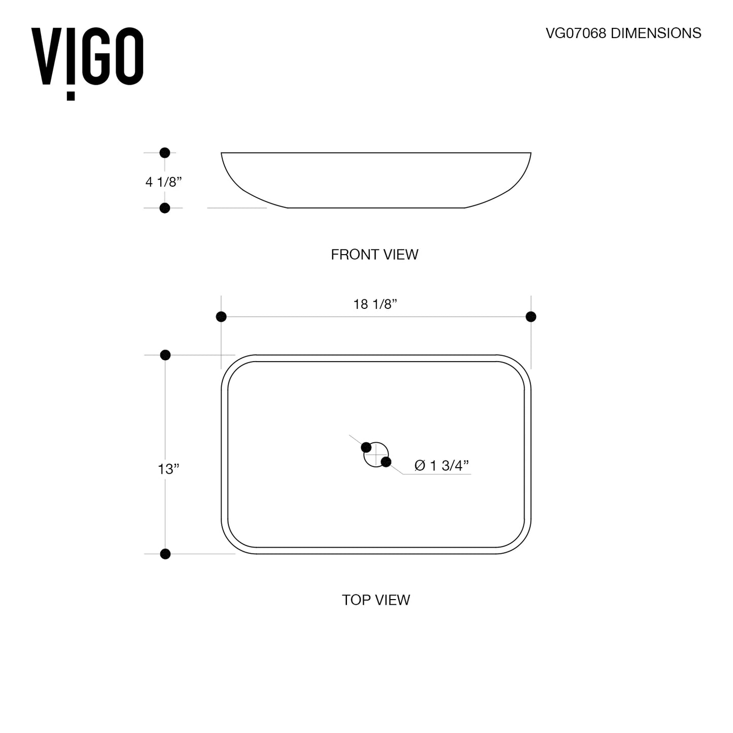 VIGO Donatello Turquoise Blue Glass 18 in. L x 13 in. W x 4 in. H Rectangular Vessel Bathroom Sink