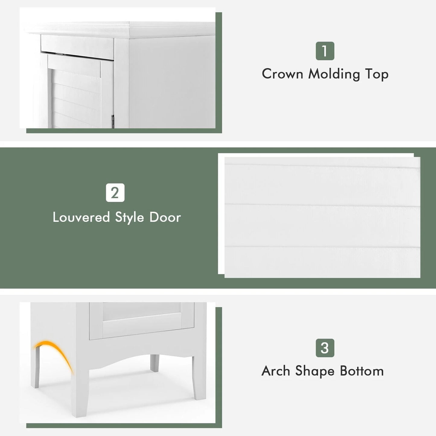 Vicamelia Bathroom Floor Cabinet Narrow Linen Tower w/ 2 Doors & Adjustable Shelf, Tall Kitchen Pantry Cabinet, White