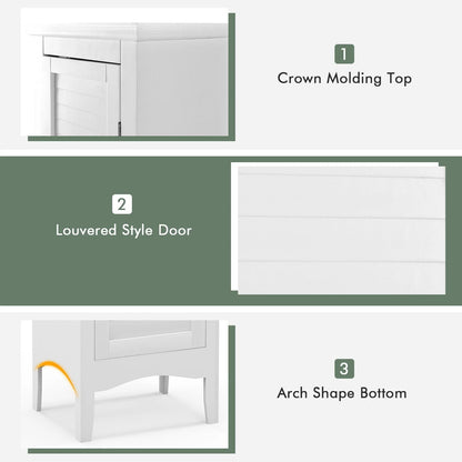 Vicamelia Bathroom Floor Cabinet Narrow Linen Tower w/ 2 Doors & Adjustable Shelf, Tall Kitchen Pantry Cabinet, White