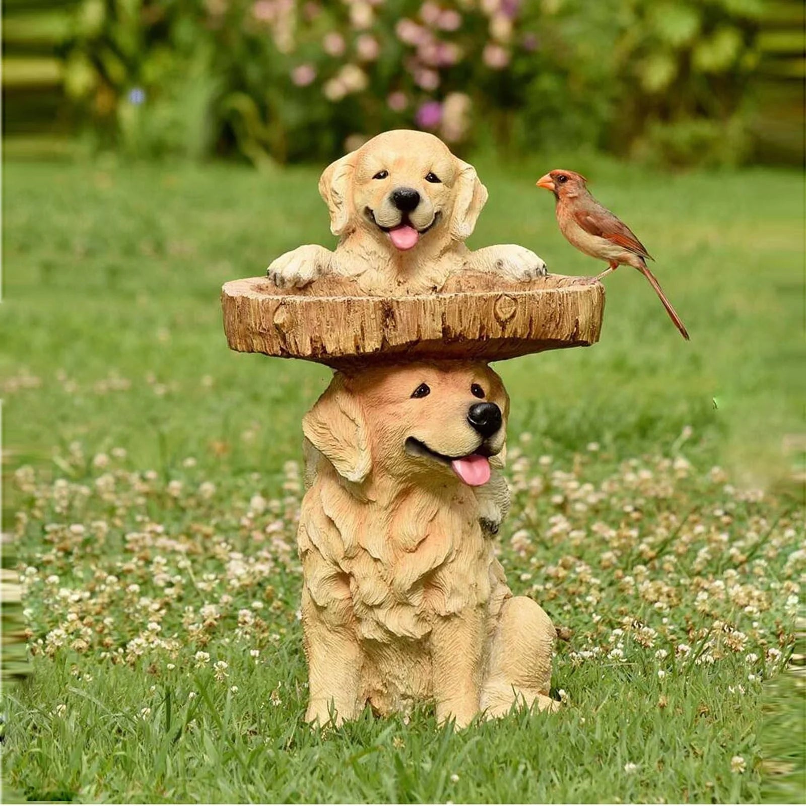 xiuh resin dog birdbath polyresin antique garden bird bath for home garden yard yellow