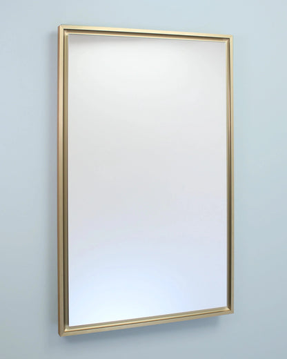 16x26 Parker Metro Metal Framed Rectangle Recessed Bathroom Medicine Cabinet, Floating Mirror, 14x24 in-Wall Opening, Powder-coated Steel, Adjustable Glass Shelves, Magnet Close, Brushed Nickel