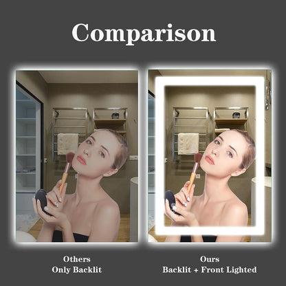 Apmir 24"x36" Premium UL Certified LED Bathroom Mirror, Super Bright, Front & Backlit, Anti-Fog, 3 Colors Dimmable