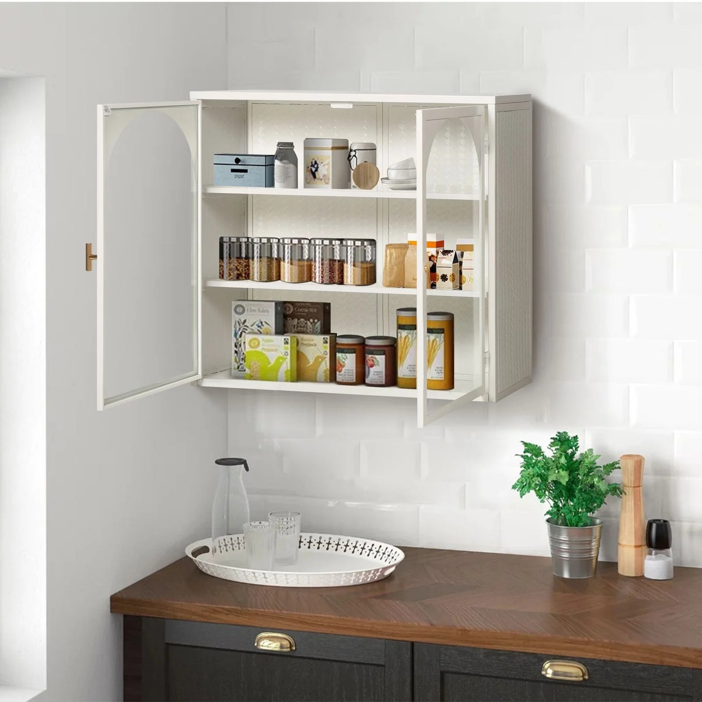GymChoice Bathroom Wall Cabinet, White, 9.06''