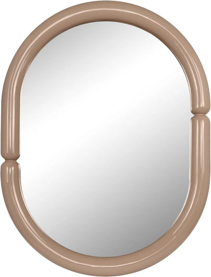 H-A Oval Solid Wood Vanity Mirror Bagel Shaped Wall Mounted Mirror High-end for Bedroom Bathroom Wall Decor