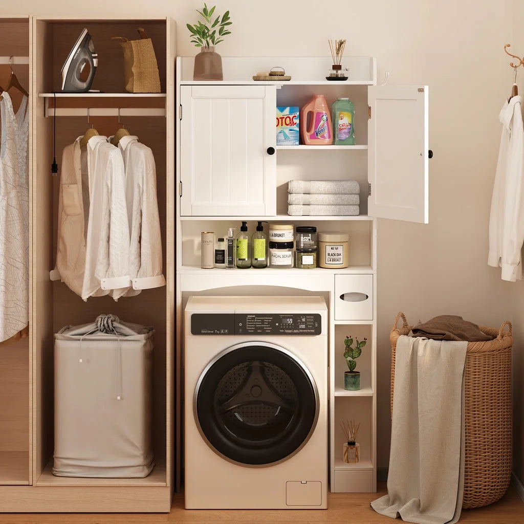Aiho Over The Toilet Storage Cabinet, Bathroom Shelf Over Toilet, Bathroom Storage Cabinet Organizer - White