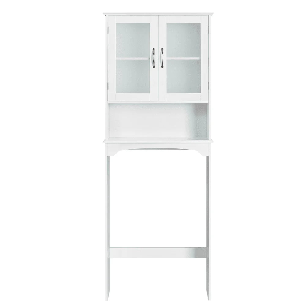 SmileMart Wooden Over the Toilet Storage Cabinet 3-Shelf for Bathroom, White