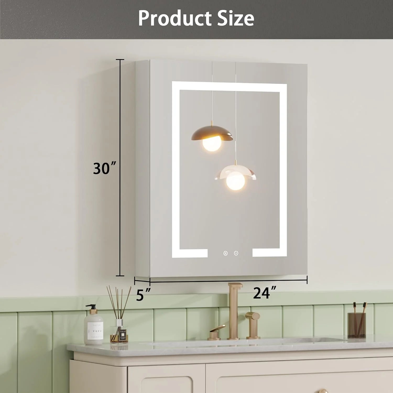 DEYGIA Medicine Cabinet with LED Mirror for Bathroom, 24''x30'' Aluminum, Wall Mounted Led Medicine Cabinet, Defog, Stepless Dimming, 3 Colors, 2 Outlets, 2USB (24'' x 30�?Single Door)