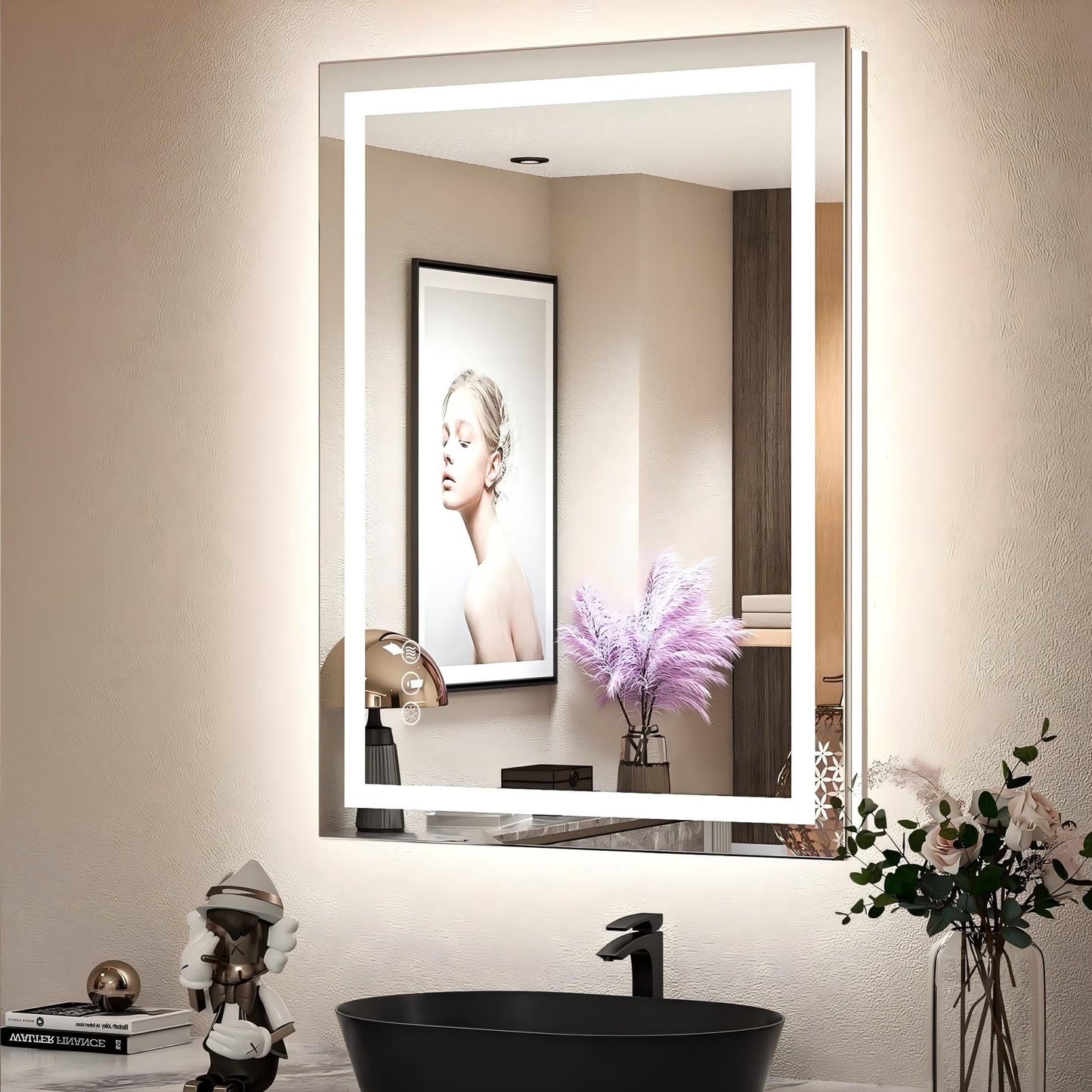 Apmir 24"x36" Premium UL Certified LED Bathroom Mirror, Super Bright, Front & Backlit, Anti-Fog, 3 Colors Dimmable