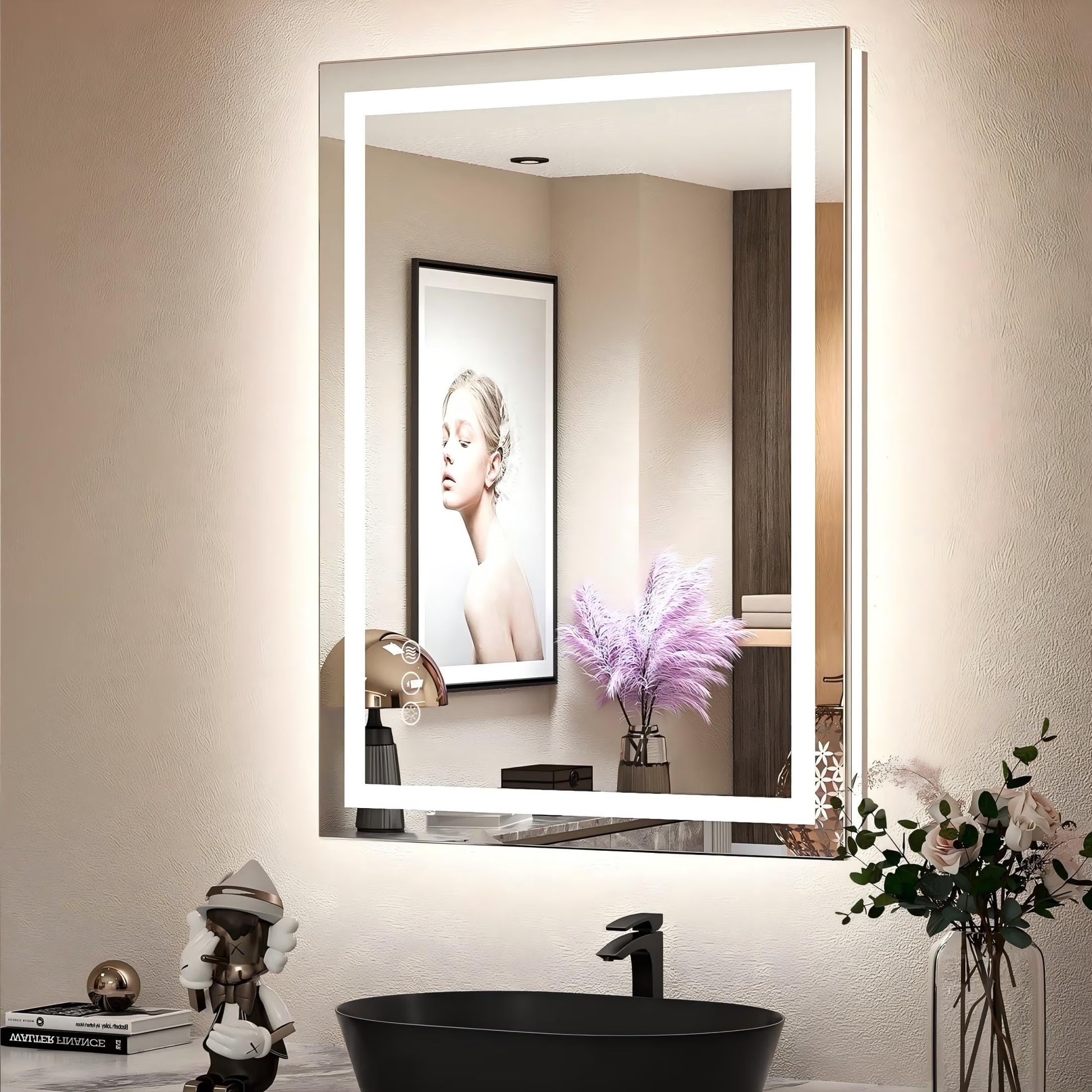 Apmir 24"x36" Premium UL Certified LED Bathroom Mirror, Super Bright, Front & Backlit, Anti-Fog, 3 Colors Dimmable