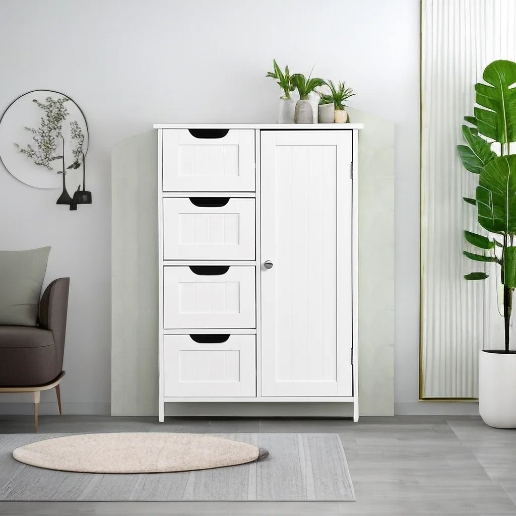 Swonuk 4-Drawer Wood Chest of Drawers, Modern Storage Cabinet for Bathroom, Closet, Entryway, Hallway, Nursery