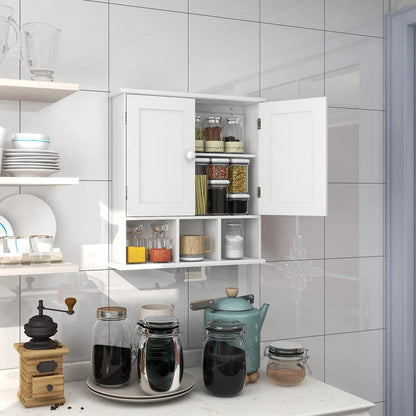 Black Bathroom Cabinet, Wall Mounted 2 Door Storage With Adjustable Shelves, Over The Toilet Medicine Cabinet for Laundry Room Kitchen