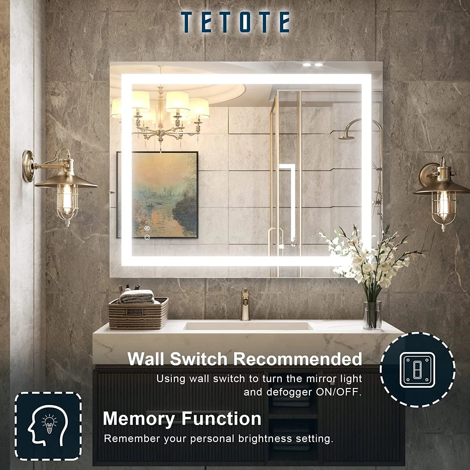 30 x 36 Bathroom LED Mirror Vanity Mirror with Lights,Dimmable ,Anti-Fog,Makeup Wall Mounted Modern Lighted Mirror