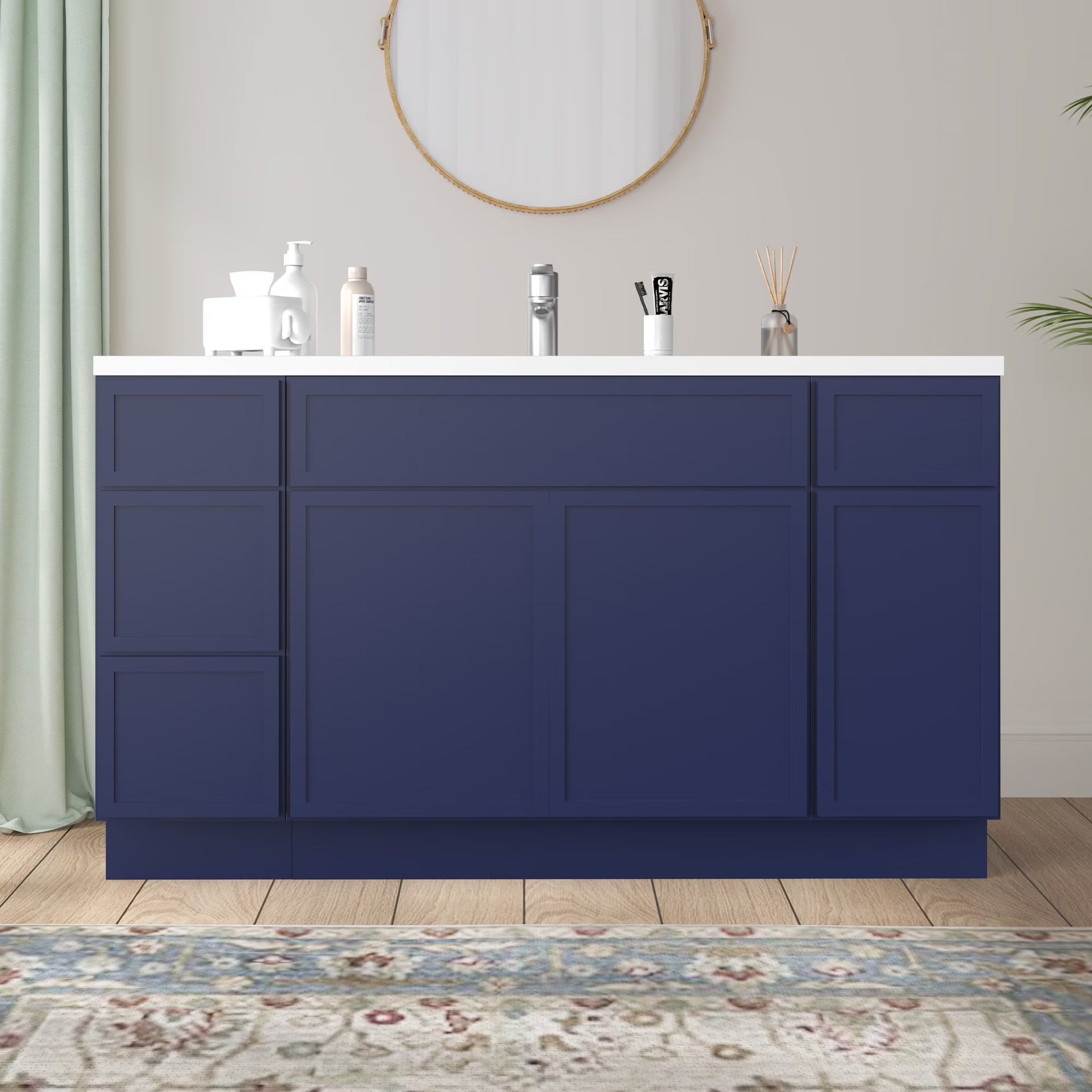 54 in. W x 21 in. D x 32.5 in. H Bath Vanity Cabinet without Top in White