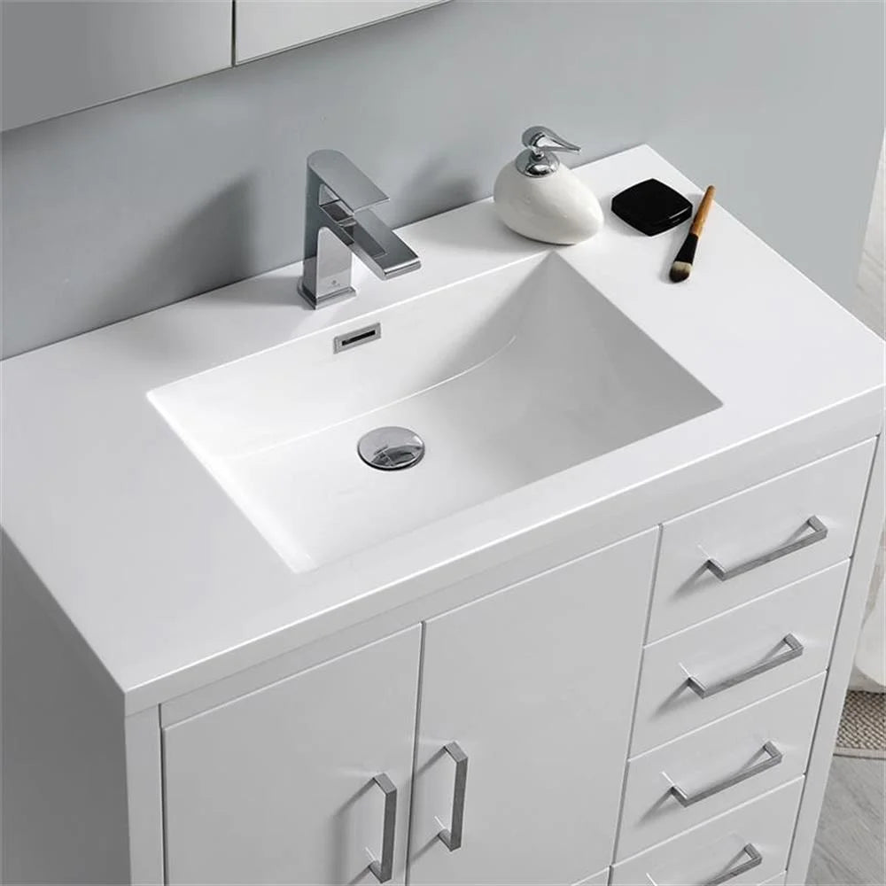 Fresca Imperia 36" Free Standing Wood Bathroom Vanity - Right in Glossy White