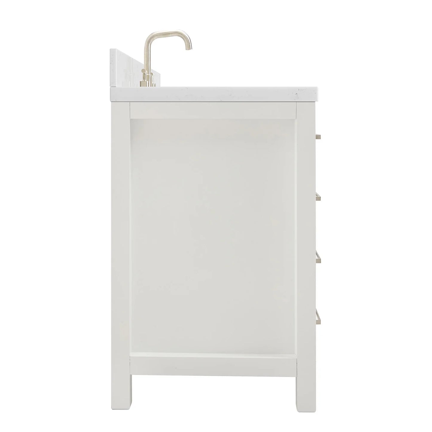 ARIEL Bristol 54 Inch Single Rectangle Sink Bathroom Vanity With Carrara White Quartz Countertop 1.5 Edge In Grey
