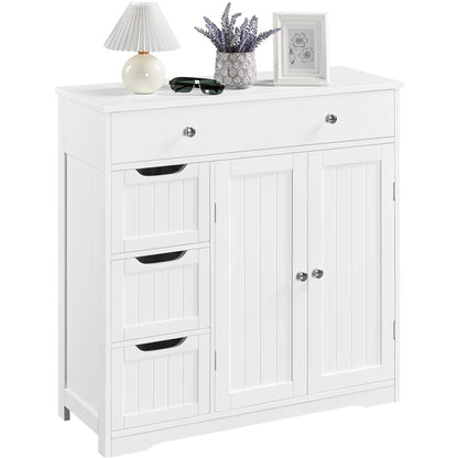 Yaheetech Free-Standing Floor Cabinet with Drawers and Doors for Bathroom,White