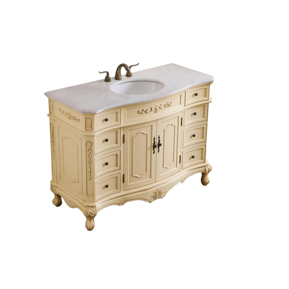 Elegant Decor Danville 48" Single Marble Top Bathroom Vanity in Light Beige