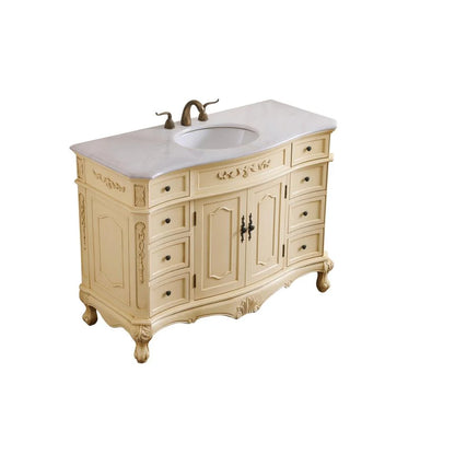 Elegant Decor Danville 48" Single Marble Top Bathroom Vanity in Light Beige