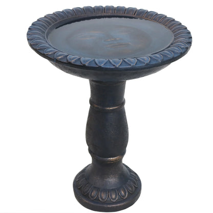 Sunnydaze Facade du Soleil Freestanding Glass Fiber Reinforced Concrete Outdoor Bird Bath, Blue